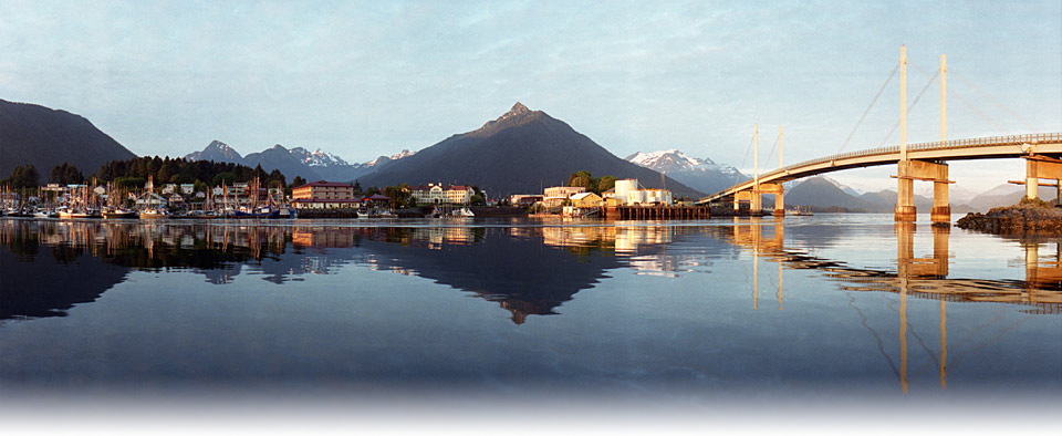 Look across New Thomsen Harbor at Edgecumbe Mountain